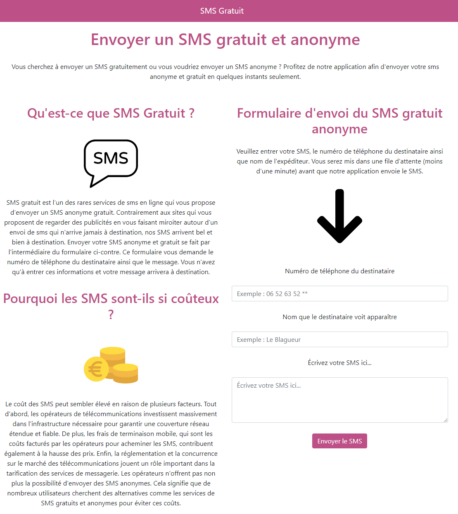 Le site SMS-gratuit permet aux utilisateurs d'envoyer des SMS anonymes gratuits sur Internet.